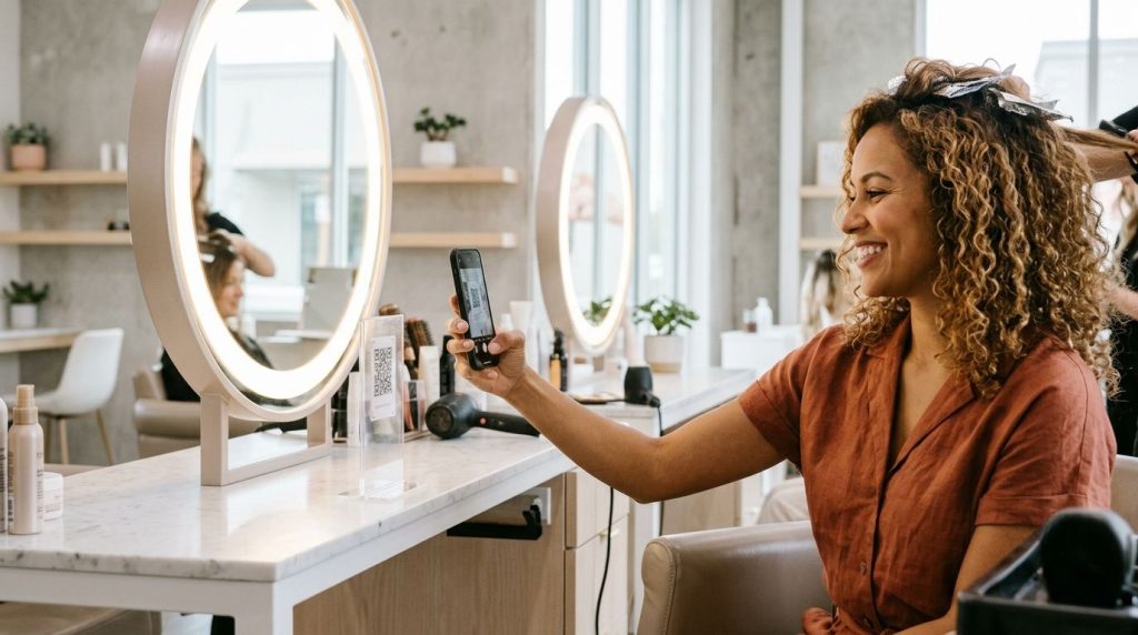 salon mirror qr code google review